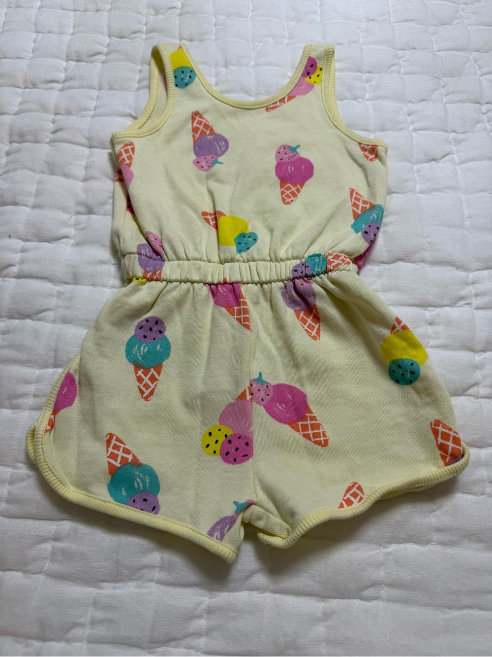 Zara Girls' Yellow Ice Cream Print Romper